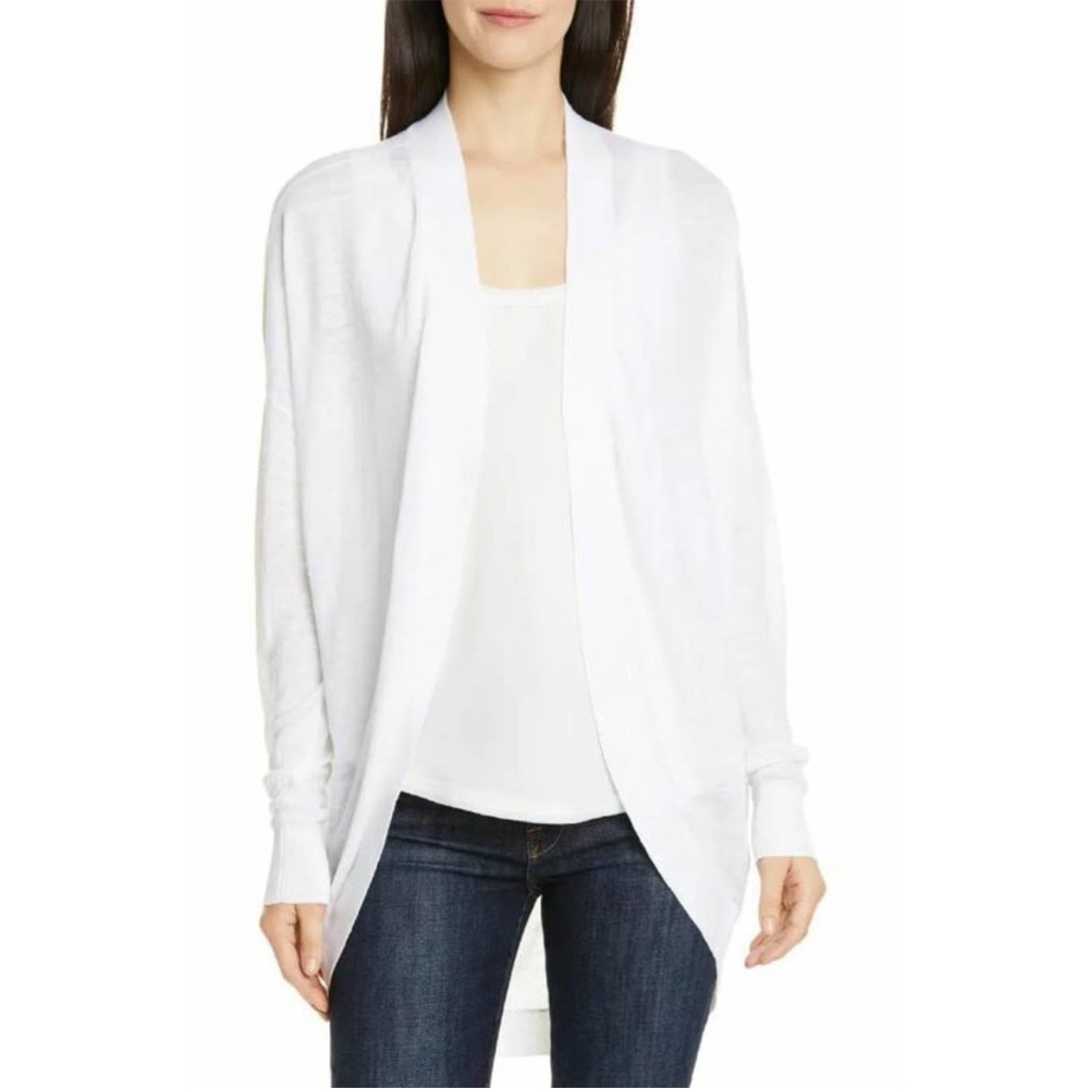 Theory White Linen Cardigan